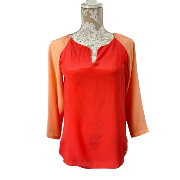 Eileen Fisher XS Petite PP 100% Silk Tunic Top Two Toned Orange Lightweight - Picture 1 of 8